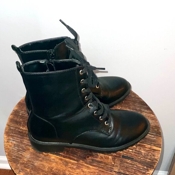 Black Lace Up Combat /Biker Boots size 8 - Picture 10 of 10